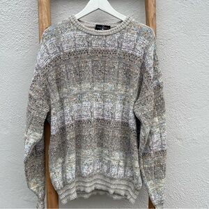 Vintage 1980s Italian Sweater Men’s XXL Made in Italy Retro Multicolor Knit